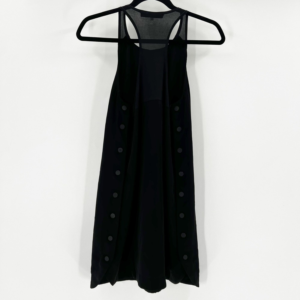 Sugar Lips Mini Dress Women XS Black Mesh Racerback Side Button STD11548‎